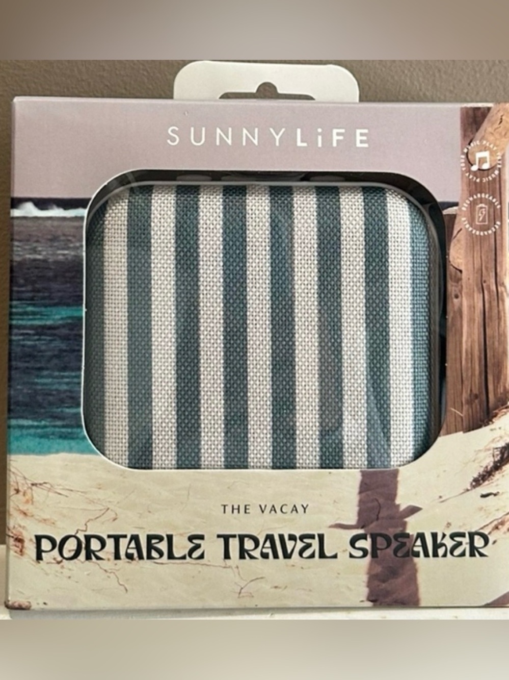 2/$15: Sunnylife Striped Travel Speaker - Brand New